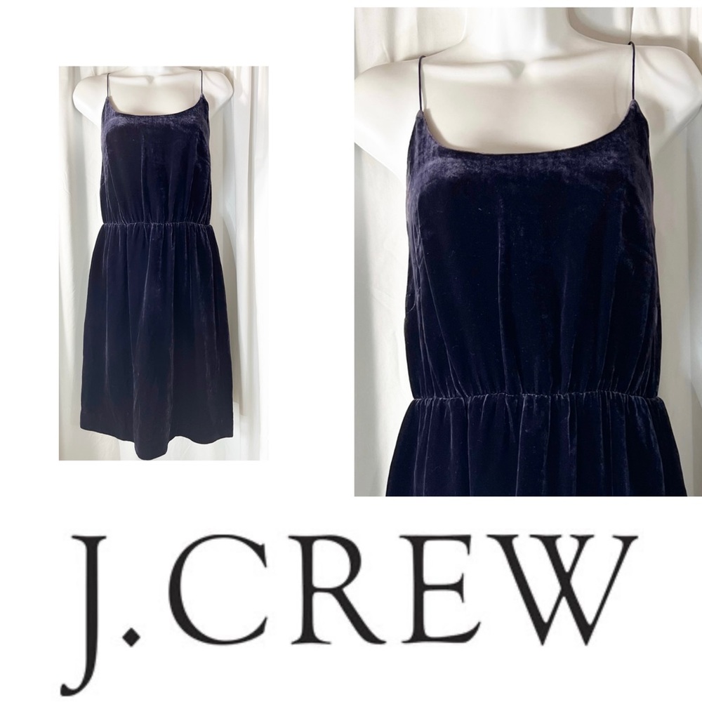 J Crew Velvet Slip Dress with Spaghetti Straps Cinched Waist no belt Size 4